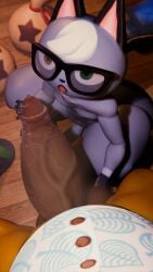 2025 3d_(artwork) animal_crossing anthro ass balls big_butt big_penis bodily_fluids bottomless bottomless_anthro bottomless_male brown_body brown_fur canid canine clothed clothing crouching cum cum_inside digital_media_(artwork) domestic_cat duo english_description erection eyewear eyewear_only felid feline felis first_person_view floor fur genital_fluids genitals glasses glasses_only gloves_(marking) green_eyes grey_body grey_fur hair hand_on_penis heterochromia hi_res humanoid_genitalia humanoid_penis kosmat male male/male mammal markings nintendo nude nude_anthro nude_male pattern_clothing pattern_topwear penis precum precum_on_penis precum_string raccoon_dog raymond_(animal_crossing) shirt tanuki thick_thighs tom_nook_(animal_crossing) topwear vein veiny_penis wearing_glasses white_clothing white_shirt white_topwear wicked_guy_(artist) wide_hips wood wood_floor yellow_eyes