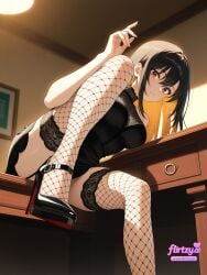 ai_assisted ai_generated black_hair breasts chain-link_fence earrings female fence fishnet_bodysuit fishnet_gloves fishnet_legwear fishnets flirtzy.ai full_moon indoors lace_trim long_hair looking_at_viewer moon night parted_lips solo tennis_racket thighhighs thighs unmoving_pattern