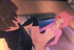 1boy 1girls 3d alternate_hairstyle anal_sex animated animation artist_request brown_hair cumming_from_anal_sex doki_doki_literature_club edit edited feeling_pleasured female female_orgasm fucked_on_table hair_tied_up jacket koikatsu male mc_(doki_doki_literature_club!) missionary_position natsuki_(doki_doki_literature_club) no_sound pink_eyes pink_hair round_glasses tagme tight_anal tight_anus tight_ass tight_asshole tsundere unable_to_push_all_the_way video