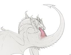 4_toes autofellatio back_spikes big_penis bloodshot_eyes bodily_fluids claws cloacal_penis cum cum_drip cum_in_mouth cum_in_nose cum_inside dirty dragon dragon_tail dripping european_mythology feet flying genital_fluids genitals hi_res horn leaking_cum looking_at_self masturbation membrane_(anatomy) membranous_wings mythological_creature mythological_scalie mythology oral oral_masturbation ouroboros_position penile penile_masturbation penis pink_penis scalie simple_background slightly_chubby small_head smegma spikes spikes_(anatomy) spiral spread_wings tail tailbutt thick_tail toes western_dragon white_background white_body wing_claws wings wyvern zw3