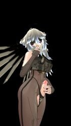 3d clothed clothed_futa futanari intersex looking_at_viewer panties visible_penis vrchat vrchat_avatar vrchat_model wolf_ears