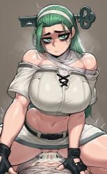 1boy 1boy1girl 1girls a.b.a ai_generated digbyai female green_eyes green_hair guilty_gear guilty_gear_strive sex straight
