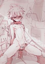 anal_insertion bar_censor bondage censored clipboard collar experiment gay hakuryuu inazuma_eleven inazuma_eleven_go labcoat machine male male_only malesub monochrome nipples nude penis science scientist sex_machine solo_focus tagme trembling yaoi