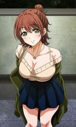 1girls 2024 adorable adorable_face blouse college college_student huge_breasts huge_cleavage school sefure_no_senpai_the_animation shion_(animation_studio) skirt university vanilla