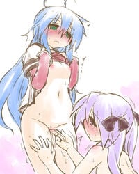 2girls female female_only human kagami_hiiragi kogaku_kazuya konata_izumi lucky_star multiple_girls tagme