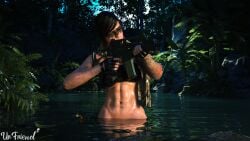 1girls 3d abs big_breasts breasts call_of_duty call_of_duty_modern_warfare camouflage_bikini dark_hair fit fit_female green_eyes gun jungle mara_(cod) mud muscular muscular_female navel scarf sole_female tattoo tattooed_arm urfriend warpaint weapon wet wet_body wet_skin wide_hips