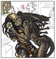 alien alien_(franchise) alien_vs_predator arm_grab cross_section egg egg_implantation eggs extreme_french_kiss impregnation male_only ofuria open_mouth oral oral_egg_implantation oral_oviposition oviposition predalien predator predator_(franchise) x-ray xenomorph yautja