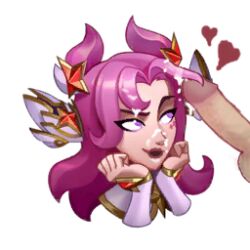 cock cum cum_in_hair cum_in_nose cum_on_face emote horny_female huge_cock kai'sa league_of_legends lol_emotes penis_on_face penis_over_eyes pink_hair red_lipstick star_guardian star_guardian_kai'sa staring_at_penis white_skin