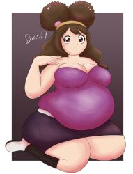 afro_puffs animal_detective_kiruminzoo bbw belly big_ass big_belly big_breasts black_legwear chubby chubby_belly chubby_female curvy curvy_body curvy_female dakotah9 fat fat_girl fat_woman hips keiko_rin_(animal_detective_kiruminzoo) plump purple_outfit thick thighs yoga_pants