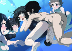 after_birth another aya_ayano baby birth blush censored female human male misaki_mei normal_birth pregnant swimsuit swimwear tagme umbilical_cord water