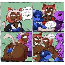 1boy 3futas 4koma ahju anal animal_ears big_ass cat_ears cat_tail catboy catgirl commissioner_upload cum cum_in_ass cum_in_mouth cum_while_penetrated dark-skinned_femboy dark-skinned_futanari dark-skinned_male dark_skin double_anal erection fellatio femboy futa_on_male futanari gangbang humanoid humanoid_penis instant_loss kemonomimi male nipple_piercing nude oc spitroast virus_lewds water_elemental white_hair