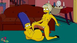 accurate_art_style ass breasts claudia-r color female female_only human indoors lurleen_lumpkin marge_simpson multiple_females multiple_girls nipples nude tagme the_simpsons yuri