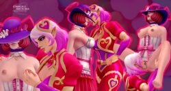 2girls 3d alternate_costume big_breasts bunbun_nox crossover cunnilingus female goddess heartbreaker_skye hi-rez_studios miss_ixxy mythology nipple_pinch nox_(smite) oral oral_sex paladins pussy skye_(paladins) smite yuri