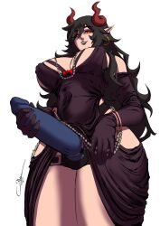 black_hair black_lipstick huge_breasts mistressm strap-on succubus succubus_horns succubus_tail tagme