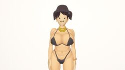 :3 belly_piercing big_breasts big_thighs bikini_top ear_ring female gold michelle_the_queen rec_room rec_room_avatar smiling