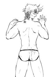 1boy back_view battle_tendency cum cum_in_ass joestar_birthmark jojo's_bizarre_adventure joseph_joestar male male_only solo