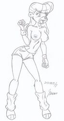 anthro bear disney female female_only fur furry mammal moaja monochrome nipples rebecca_cunningham solo tagme talespin