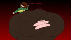 1girls ass_expansion big_breasts bottom_heavy brown_hair chara fat_ass female_only fulloffetish huge_ass massive_ass ripped_clothing ripped_clothing thick_thighs tight_pants undertale undertale_(series) wardrobe_malfunction