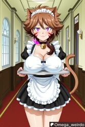 ai_generated bell_choker big_breasts breasts breasts_on_tray brown_hair cat_ears cat_girl cat_tail catgirl cleavage fairy_tail female hallway happy holding_tray huge_breasts hypnosis hypnotic_eyes looking_at_viewer maid maid_apron maid_headdress maid_outfit maid_uniform millianna nail_polish omega_weirdo patreon purple_eyes skirt smile smiling smiling_at_viewer solo solo_female solo_focus standing tray whisker_markings