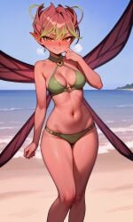 1girls ai_generated bare_midriff bare_thighs beach belly belly_button bikini cleavage dark_willow dota dota_2 fairy female in_heat looking_at_viewer petite seductive slim_waist small_breasts standing wide_hips wings