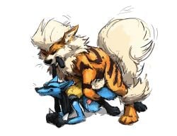 anal anal_sex animal_genitalia animal_penis anthro anthro_on_feral anthro_penetrated arcanine bite blotch bodily_fluids canid canine canine_genitalia canine_penis doggy_style duo erection feral feral_penetrating from_behind_position generation_1_pokemon generation_4_pokemon genital_fluids genitals hair leaking_precum lucario male male/male male_penetrated male_penetrating male_penetrating_male mammal nintendo penetration penis pokemon pokemon_(species) precum pulling_hair sex size_difference smaller_male touching_hair zoophilia