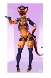 absurd_res acw anthro clothed clothing crossdressing cuff_(restraint) femboy firearm gun handcuffs handgun hi_res latex latex_clothing latex_legwear legwear lingerie male metal_cuffs neckwear police police_hat police_officer police_uniform ranged_weapon restraints revolver solo thick_thighs uniform weapon wide_hips