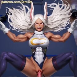 1female 1girls 2d ai_animation ai_generated animal_ears animated athletic athletic_female big_breasts blush bunny_ears dark-skinned_female dark_skin detailed_female female girl hi_res high_resolution highres huge_breasts large_breasts leotard long_eyelashes mirko miruko missionary missionary_position my_hero_academia pony_diffusion_xltasy rabbit_ears rabbit_girl red_eyes rumi_usagiyama serotec sex silver_hair sound tagme vaginal_penetration video white_hair