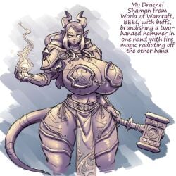 bikini_armor draenei draenei_female horns huge_breasts large_breasts magic n647 original_character tail taller_female taller_girl wide_hips world_of_warcraft