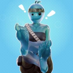 barefoot blue_body feet female foot_focus fortnite fortnite:_battle_royale goo goo_creature ragnaritos_nsfw see-through see-through_body shiny_skin slime_girl slurp_(fortnite) slurp_bandolette unaware