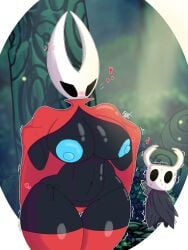 1boy 1girls 2d 2d_(artwork) angry_face background black_body blue_nipples breasts clothing digital_media_(artwork) fit_female front_view hearts hollow_knight hornet_(hollow_knight) incest knot naked nipples no_humans panties r1ggto red_clothing socks tagme taller_male thick_thighs thighs