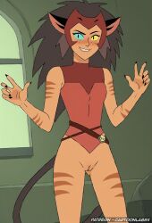 1girls ai_generated bottomless bottomless_female cartoon cartoony catra commission exposed exposed_breasts exposed_pussy female female_only patreon pussy she-ra_and_the_princesses_of_power solo