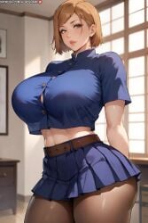 1girls ai_generated artist_name asian asian_female ass big_breasts big_hips big_thighs blue_clothing blue_skirt blush breast_focus breasts brown_eyes brown_hair button_gap cleavage closed_mouth clothing female female_only fit_female from_behind front_view full_body fully_clothed hair hair_between_eyes hair_over_one_eye hips hourglass_figure huge_breasts indoors inner_boob japanese_female jujutsu_kaisen kladen kladenart kugisaki_nobara large_ass large_breasts large_butt large_thighs leggings legwear light-skinned_female light_skin lipstick looking_at_viewer looking_back midriff midriff_peek mole moles navel no_bra no_sex pantyhose parted_lips pinup pleated_skirt red_lipstick sandy_blonde_hair school_uniform seductive_eyes seductive_look shiny_skin short_hair short_sleeves skimpy skimpy_clothes skimpy_outfit skin_tight skindentation skirt solo solo_female solo_focus stable_diffusion standing tight_clothes tight_clothing tight_fit toned_female uniform voluptuous voluptuous_female voluptuous_teen watermark wide_hips