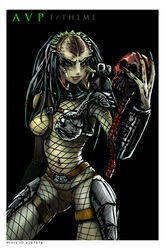 1girls alien alien_girl alien_only alien_vs_predator armor bone claws closed_mouth color female female_only female_yautja front_view holding looking_at_viewer open_eyes predator predator_(franchise) skull solo vertebrae yautja