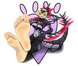 barefoot blonde_hair dinomorphia_kentregina dinosaur_girl erboiler erboiler_(artist) feet female foot_fetish foot_focus soles yu-gi-oh!