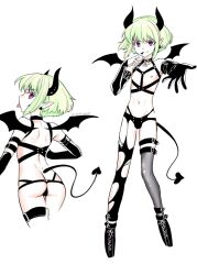 1boy androgynous ass ass_focus bat_wings bulge bulge_through_clothing choker collar crossdressing devil_horns devil_tail femboy femboy_only incubus lio_fotia multiple_views petite petite_body petite_male promare slim slim_male slim_waist solo succubus succubus_horns succubus_tail succubus_wings tongue_out twink