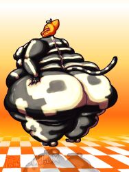 1girls anthro artist_signature ass ass_dough back_fat back_view bbw bedroom_eyes belly big_ass blush breasts_visible_from_back cat_girl checkered_floor epic_games fat fat_arms fat_ass fat_female fat_folds fat_fur fat_legs fat_rolls fatfur feline female female_only fortnite furry gradient_background half-closed_eyes hand_on_ass looking_back love_handles morbidly_obese morbidly_obese_female nipple_bulge nipple_outline obese obese_female pumpkin_head reflection small_feet solo spice_(fortnite) ssbbw tail taintedblobdx thunder_thighs