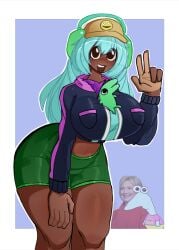 bending_forward big_ass big_breasts big_thighs breast_squish breasts curvy cute digibibi dolly_dimpley funny glep_(smiling_friends) hillary_clinton huge_ass huge_breasts large_ass large_breasts large_thighs laying_on_breasts pale_palms peace_sign peace_symbol shorts sitting_on_breasts sketch smile smiling smiling_at_viewer smiling_friends smormu_(smiling_friends) squishy_breasts tagme
