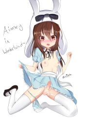 aimsey alice_in_wonderland brown_hair bunny_ear bunny_hat cock dream_smp dreamsmp dress dsmp futa_focus futa_only futanari lucibaba mcyt minecraft minecraft_youtubers missing_shoe panties panties_down pulling_clothing self_upload small_breasts tits_out twitch twitch.tv twitch_streamer white_stockings young youtube youtuber youtubers