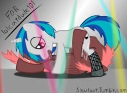 animal animated equine female friendship_is_magic male my_little_pony pegasus sleufeet straight_hair unicorn vinyl_scratch_(mlp)