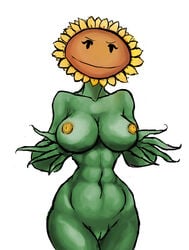 big_breasts breasts dendrophilia female flower guoh muscular plant plant_girl plantie plants_vs_zombies pussy pvz seductive seductive_smile simple_background six_pack smile smiling solo sunflower sunflower_(pvz) yellow_nipples