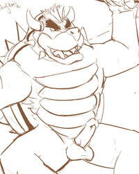 1boy bowser koopa male male_only mario_(series) nintendo shell shinjikami sketch solo spiky_shell tagme