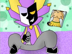 artist_request breasts dimentio female jester male mario_(series) nintendo paper_mario penis princess_daisy smile super_mario_bros. super_paper_mario tagme