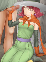 blush censored clothing cum dragon_quest dragon_quest_iii dress handjob mage_(dq3) small_breasts tagme tanabe_tabeta