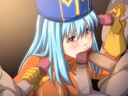 blush censored clothing dragon_quest dragon_quest_iii handjob large_breasts oral_sex priest_(dq3) studio_erohouse tagme