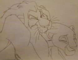 disney feral_on_feral monochrome sarafina scar_(the_lion_king) tagme the_lion_king