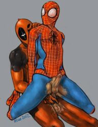 2boys age_difference anal anal_penetration anal_sex artist_name artist_request deadpool erect_while_penetrated erection gay gay_sex holding_penis male male_only marvel mue multiple_males multiple_penises older_dom_younger_sub older_penetrating_younger penis_size_difference peter_parker reverse_cowgirl_position ripped_bodysuit seated seated_reverse_cowgirl_position sitting_on_penis smooth_skin spider-man spider-man_(series) straddle straddling superhero superhero_costume tagme torn_clothes torn_clothing uncensored wade_wilson yaoi