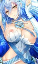 1girls azura_(fire_emblem) bangs bare_shoulders blue_hair blush body_pillow breasts dakimakura dakimakura_design dress elbow_gloves eyebrows_visible_through_hair female fingerless_gloves fire_emblem fire_emblem_fates gloves hair_between_eyes highres large_breasts long_hair looking_at_viewer nintendo nipples open_mouth solo tongari veil very_long_hair white_dress white_gloves yellow_eyes