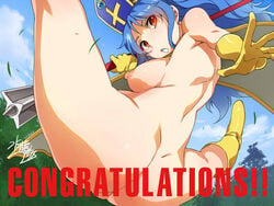 ass blue_hair boots breasts dragon_quest dragon_quest_iii english female from_behind large_breasts mizuryuu_kei nipples nonki nude priest_(dq3)