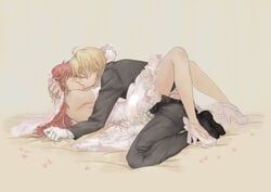 arthur_pendragon_(fate) bride emiya_shirou fate/prototype fate/stay_night fate_(series) gender_transformation groom high_heels kissing rule_63 sex wedding_dress