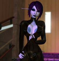 1girls 3d areolae big_breasts bodysuit breasts breasts_out exposed_breasts female female_only garry's_mod hand_on_hip latex latex_suit long_ears long_pointy_ears nipples pointy_ears short_hair solo solo_female soria tagme thin_waist undressing unreal_tournament unzipping unzipping_bodysuit vaako